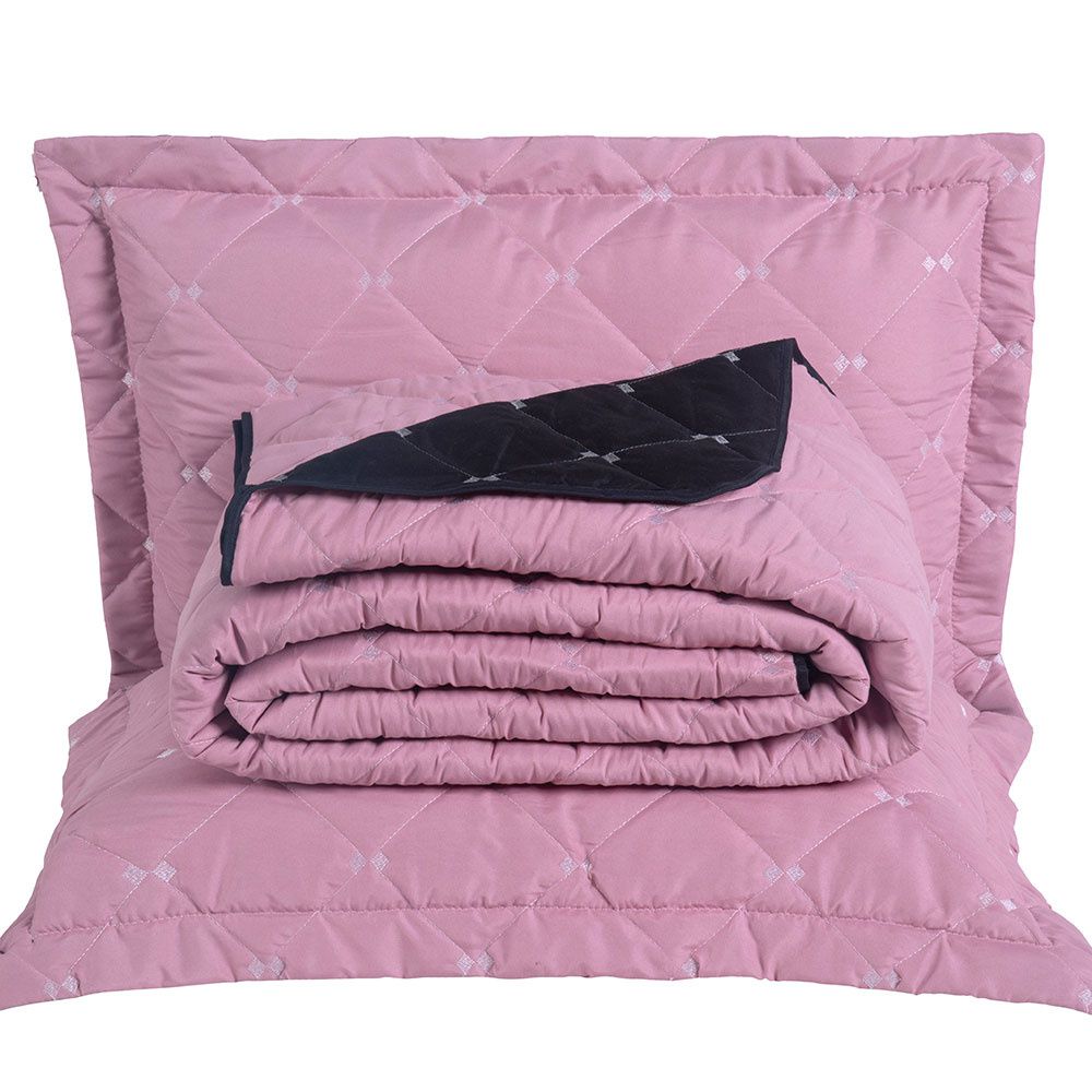 Colcha Reversível de Casal/Queen Bordada 240 x 220 cm – 400 Fios Macia Elegante Vermelha