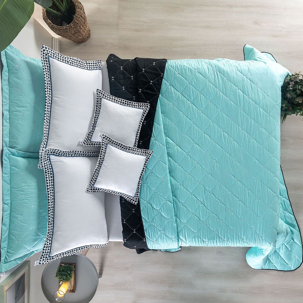 Queen Reversible Embroidered Bedspread Set 7 Pieces 102.4 x 94.5 in – Luxury Soft Bedding 400 Thread Count