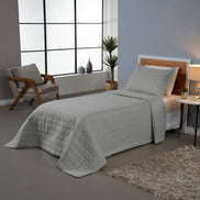 Twin Coverlet Set 2 Piece Reversible Quilted Bedding – Soft Microfiber Gray