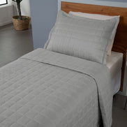Twin Coverlet Set 2 Piece Reversible Quilted Bedding – Soft Microfiber Gray
