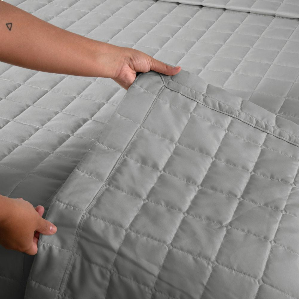 Twin Coverlet Set 2 Piece Reversible Quilted Bedding – Soft Microfiber Gray