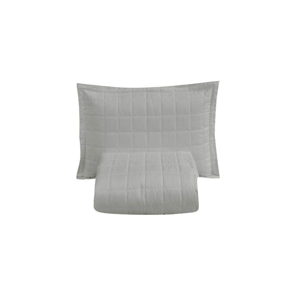 Twin Coverlet Set 2 Piece Reversible Quilted Bedding – Soft Microfiber Gray
