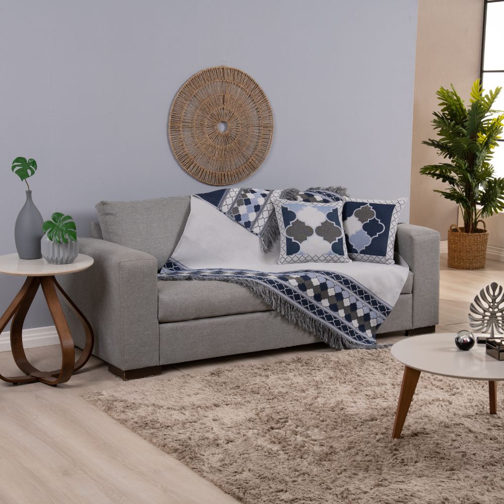Conjunto para Sofá de 5 Peças Grécia Jacquard 135 x 135 cm – Manta Decorativa com Almofadas