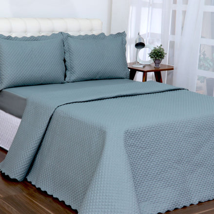 Queen Quilted Bedspread Set 3 Pieces Gray 98.4 x 94.5 in – Soft Microfiber Lightweight Bedding