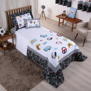 4-Piece Twin Comforter Set Printed 300 Thread Count Microfiber with Cushion – Complete Bedding Set