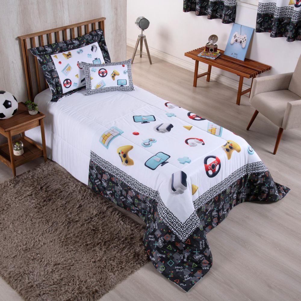 4-Piece Twin Comforter Set Printed 300 Thread Count Microfiber – Complete Bedding Set