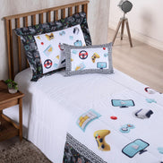 4-Piece Twin Comforter Set Printed 300 Thread Count Microfiber with Cushion – Complete Bedding Set