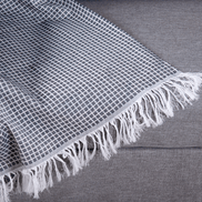 Reversible Jacquard Sofa Throw Blanket with Fringe 82.7 x 53.1 in – Grid Design