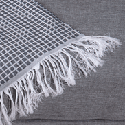 Reversible Jacquard Sofa Throw Blanket with Fringe 82.7 x 53.1 in – Grid Design