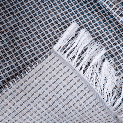 Reversible Jacquard Sofa Throw Blanket with Fringe 82.7 x 53.1 in – Grid Design