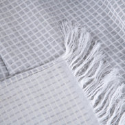 Reversible Jacquard Sofa Throw Blanket with Fringe 82.7 x 53.1 in – Grid Design Decorative Throw