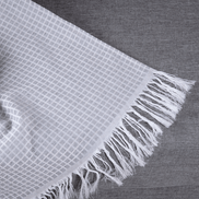 Reversible Jacquard Sofa Throw Blanket with Fringe 82.7 x 53.1 in – Grid Design Decorative Throw