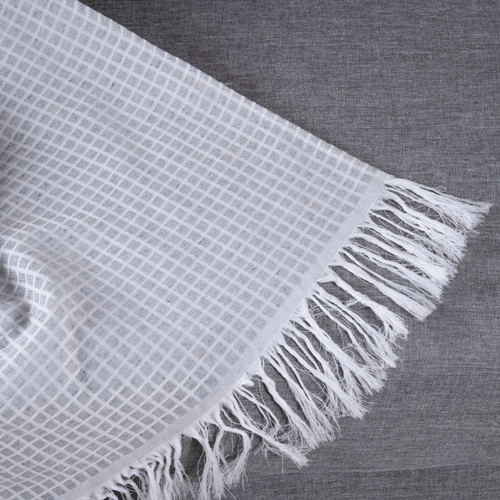 Reversible Jacquard Sofa Throw Blanket with Fringe 82.7 x 53.1 in – Grid Design Decorative Throw