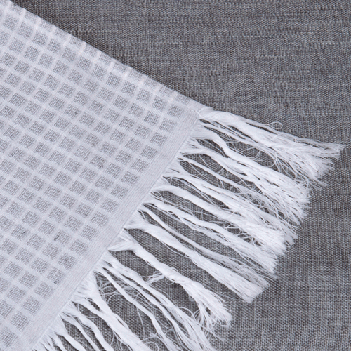 Reversible Jacquard Sofa Throw Blanket with Fringe 82.7 x 53.1 in – Grid Design Decorative Throw