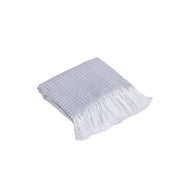 Reversible Jacquard Sofa Throw Blanket with Fringe 82.7 x 53.1 in – Grid Design Decorative Throw