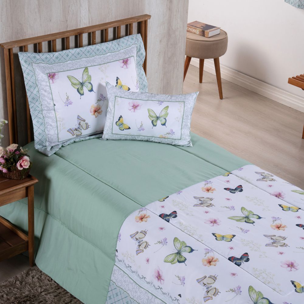 4-Piece Twin Comforter Set 300 Thread Count Microfiber with Cushion – Complete Bedding Set