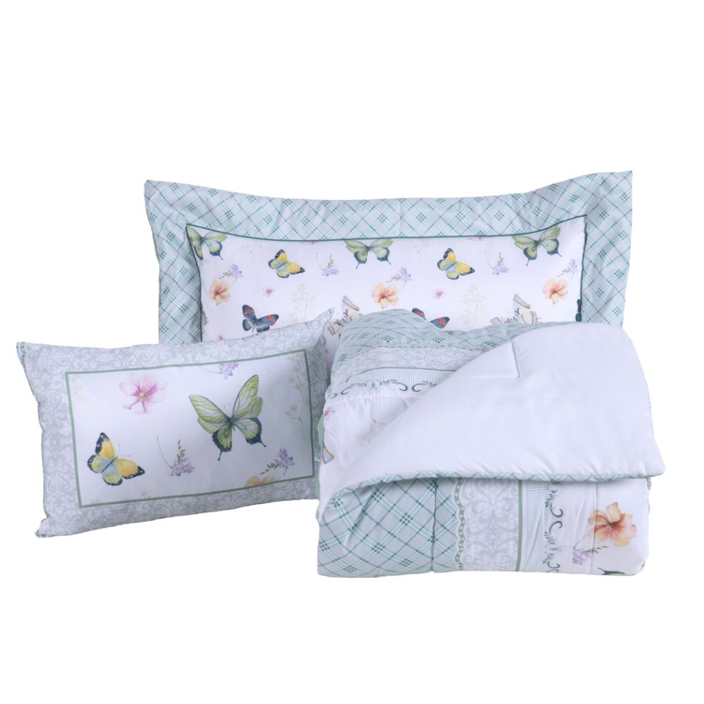 4-Piece Twin Comforter Set 300 Thread Count Microfiber with Cushion – Complete Bedding Set