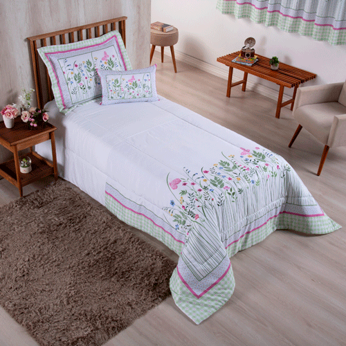 4-Piece Twin Comforter Set Printed 300 Thread Count Microfiber with Cushion – Complete Bedding Set