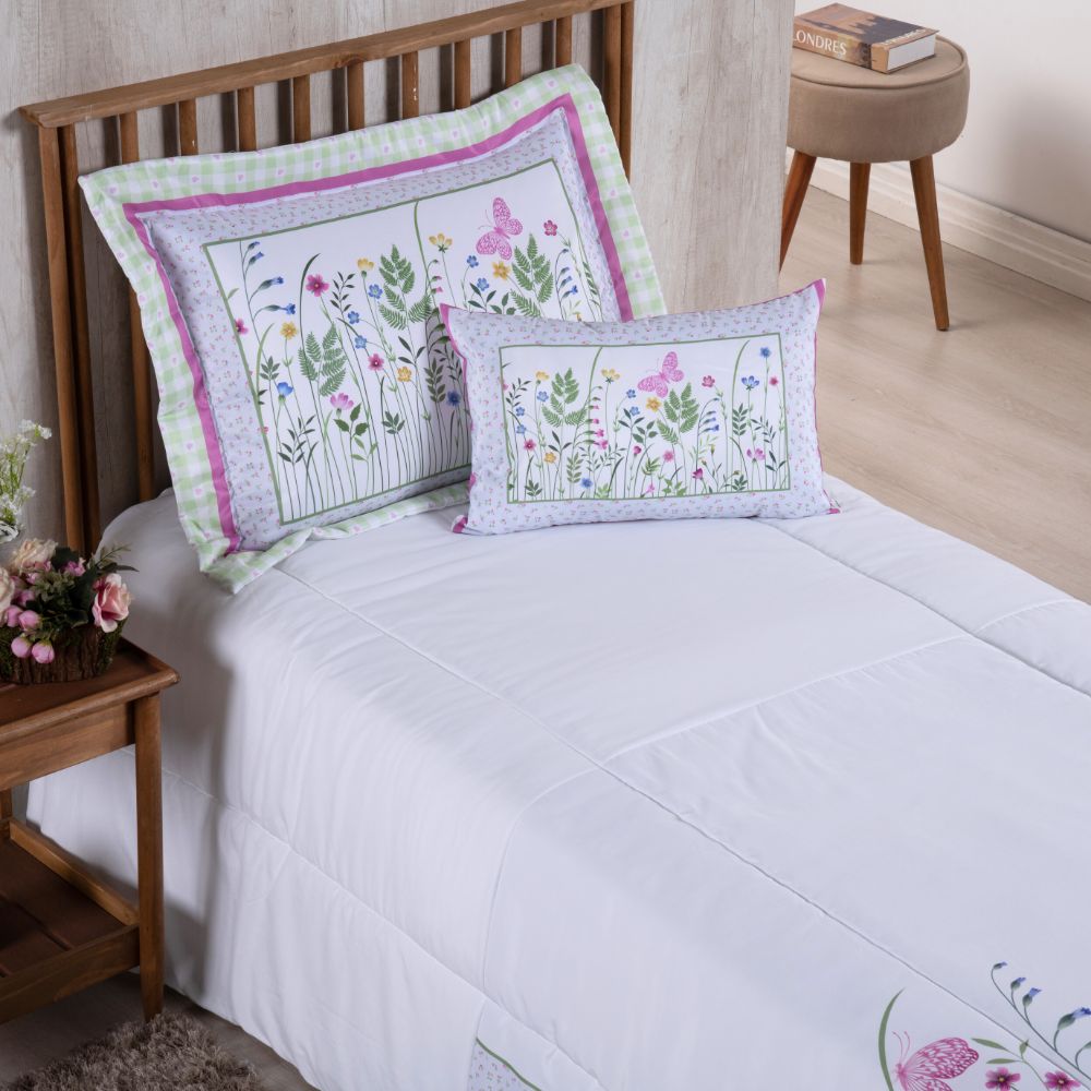 4-Piece Twin Comforter Set Printed 300 Thread Count Microfiber with Cushion – Complete Bedding Set