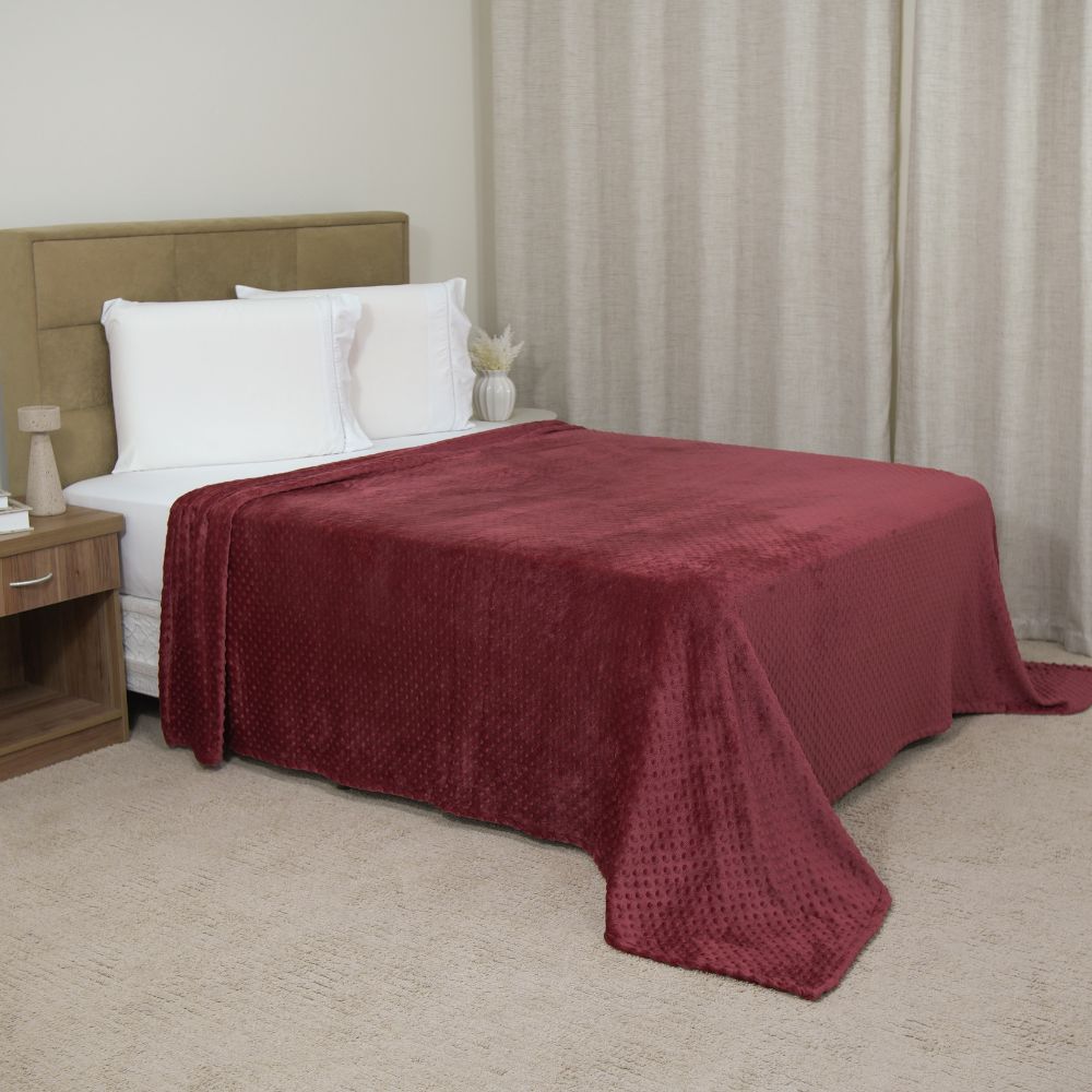 Fleece Blanket Queen 86.6 x 94.5 in – Soft Throw with Bubble Texture