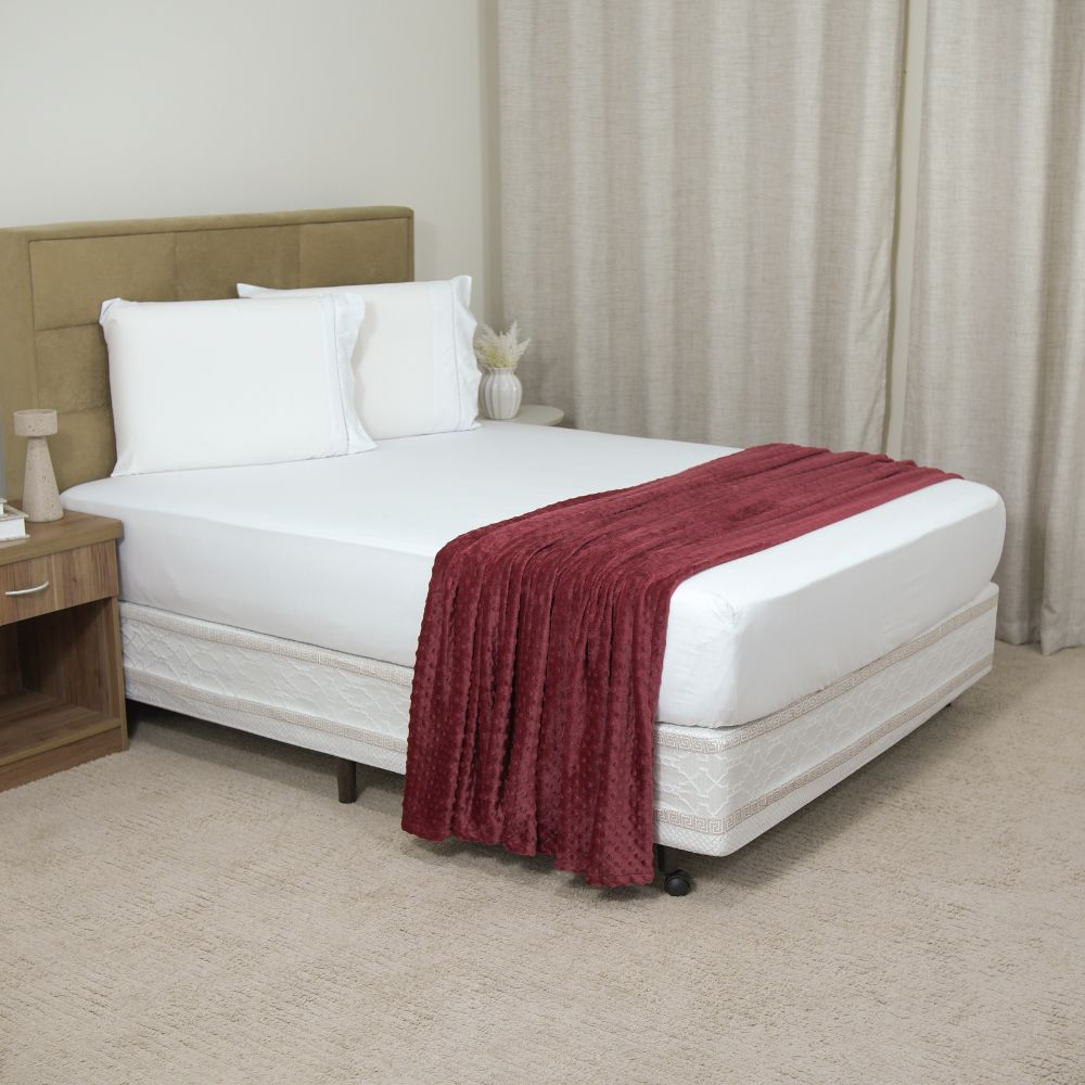 Fleece Blanket Queen 86.6 x 94.5 in – Soft Throw with Bubble Texture