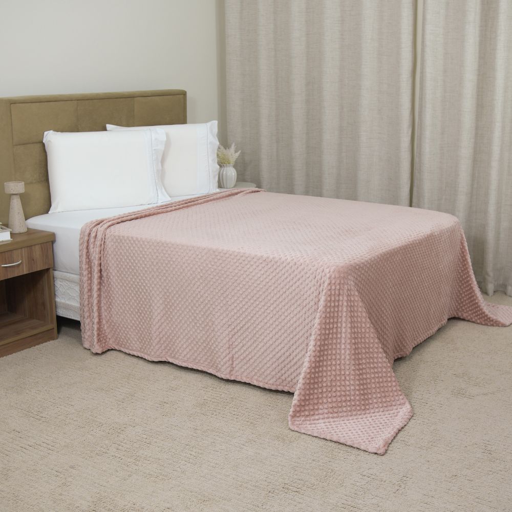 Fleece Blanket Queen 86.6 x 94.5 in – Soft Plush Throw with Bubble Texture