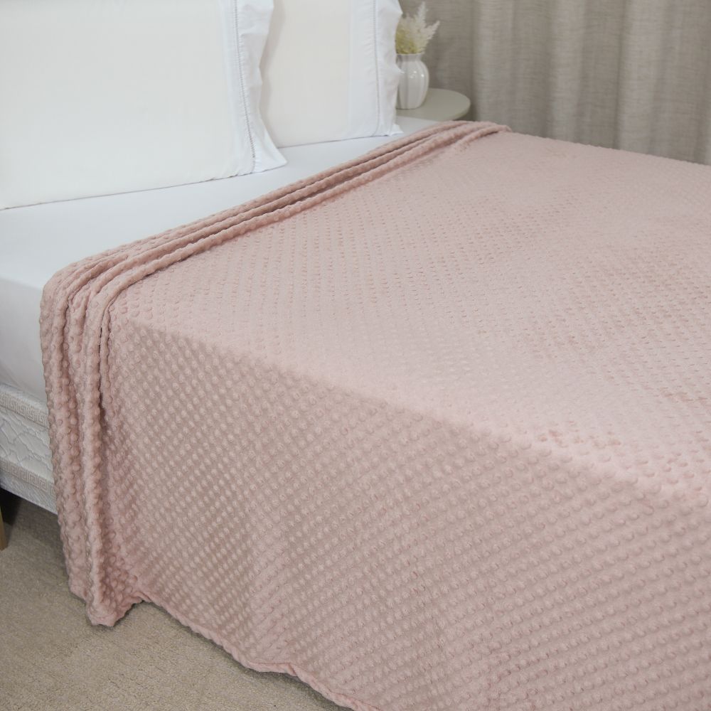 Fleece Blanket Queen 86.6 x 94.5 in – Soft Plush Throw with Bubble Texture