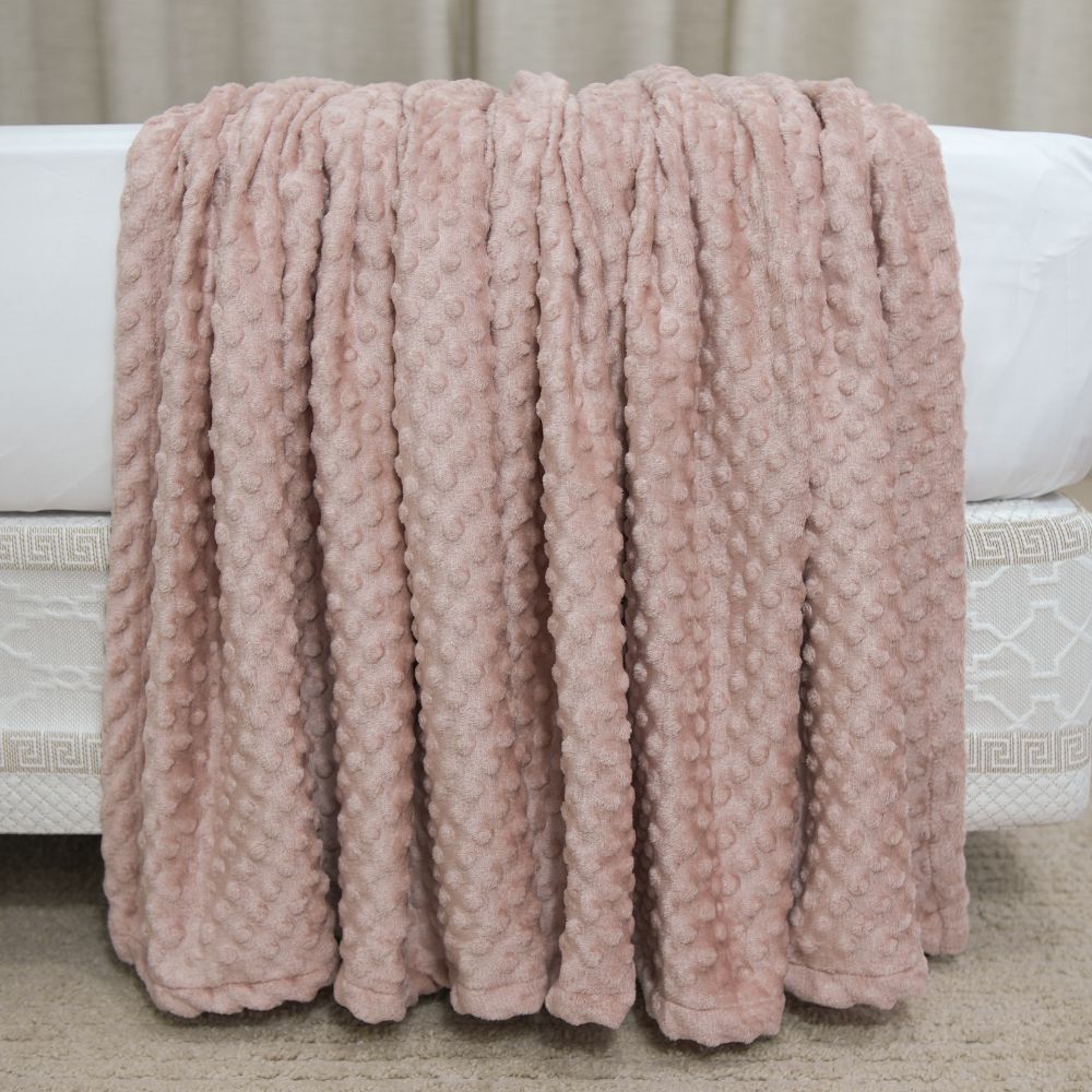Fleece Blanket Queen 86.6 x 94.5 in – Soft Plush Throw with Bubble Texture