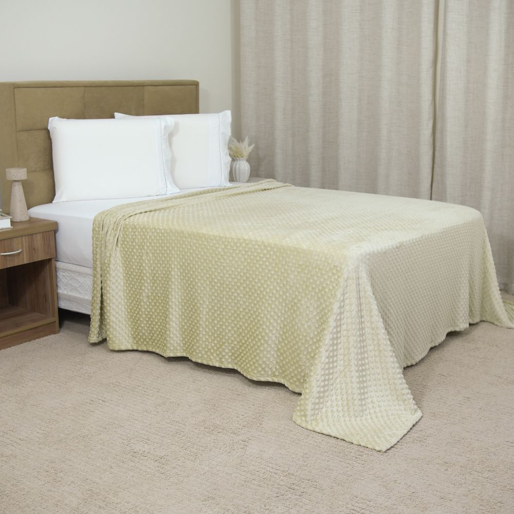 Fleece Blanket Queen 86.6 x 94.5 in – Soft Plush Throw with Bubble Texture