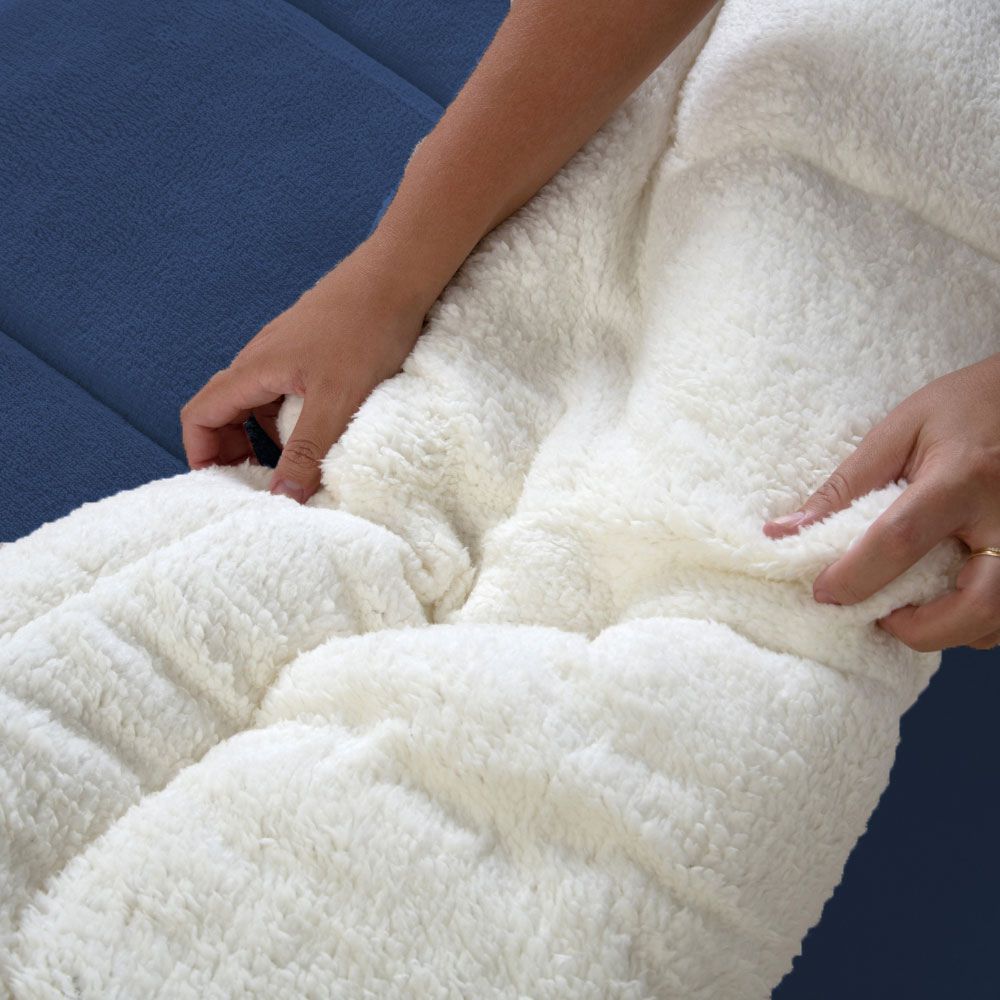 Twin Reversible Comforter Soft & Sherpa Fleece 90.6 x 66.9 in – Cozy Warm Bedding 100% Polyester
