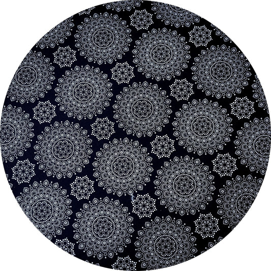 Chalo's Set of 4 Round Placemats Covers 14 Dia inch Mandala Black
