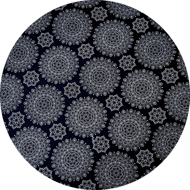 Chalo's Set of 4 Round Placemats Covers 14 Dia inch Mandala Black