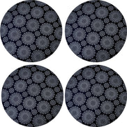 Chalo's Set of 4 Round Placemats Covers 14 Dia inch Mandala Black