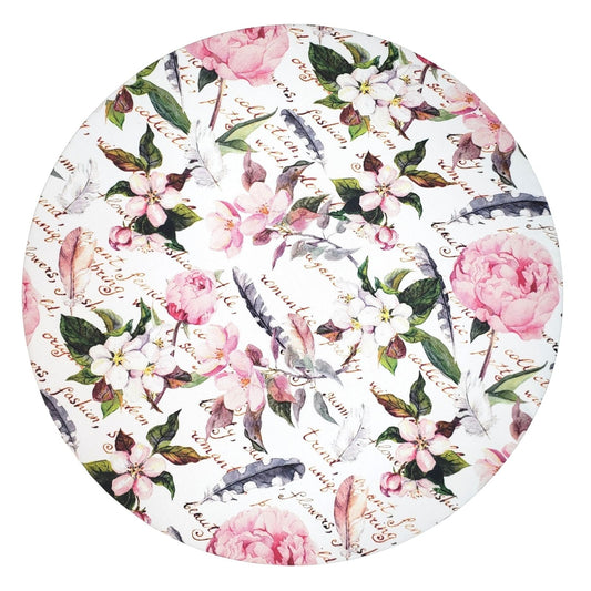 Set of 4 Round Placemats Covers Flowers Poetry Rose 14 Dia inch