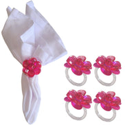 Maison Charlô | Conjunto de 4 Anéis de Guardanapo Delicados com Flores | Casamento, Ação de Graças, Natal, Ano Novo, Casamento, Banquete, Aniversário