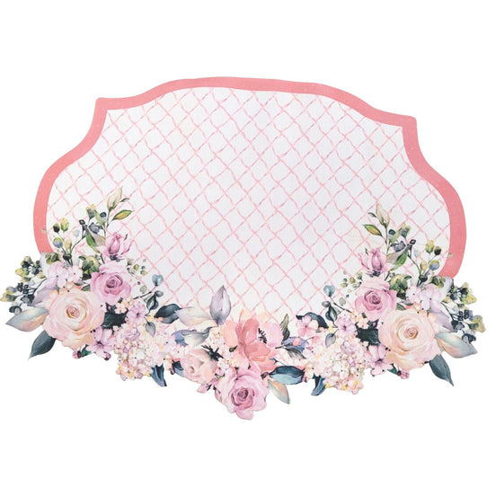 Charlo's Set 4 Placemats Waterproof Romance Rose Plaid Flower