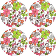 Charlo's Set of 4 Round Placemats Covers  Nina's Gardens 14 Dia inch