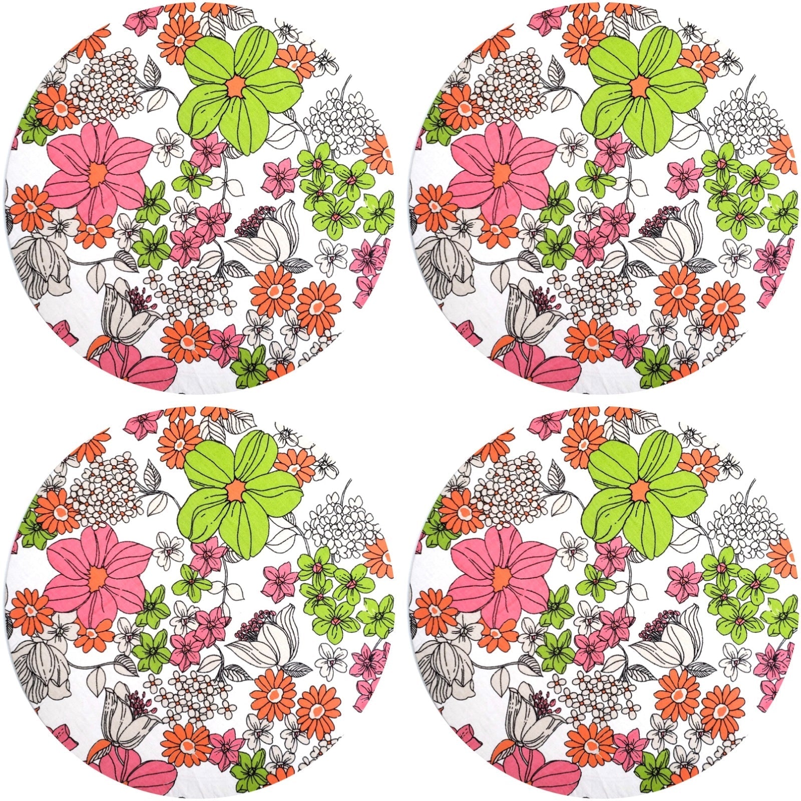 Charlo's Set of 4 Round Placemats Covers  Nina's Gardens 14 Dia inch