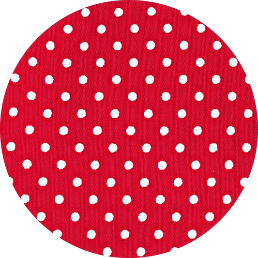 Set of 4 Round Placemats Covers 14 Dia inch Dot Polka Red White