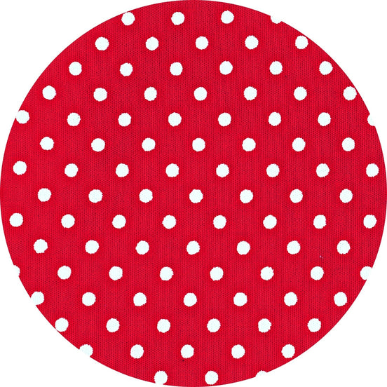 Conjunto de 4 Capas de Sousplat Redondas 14 pol. Diâmetro Bolinhas Vermelho e Branco