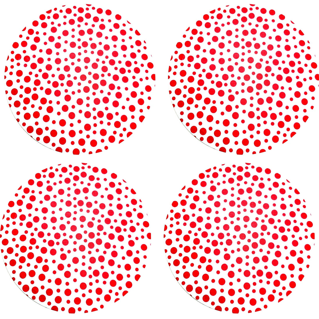 Charlo's Set of 4 Round Placemats Covers 14 Dia inch Fun Dot Polka