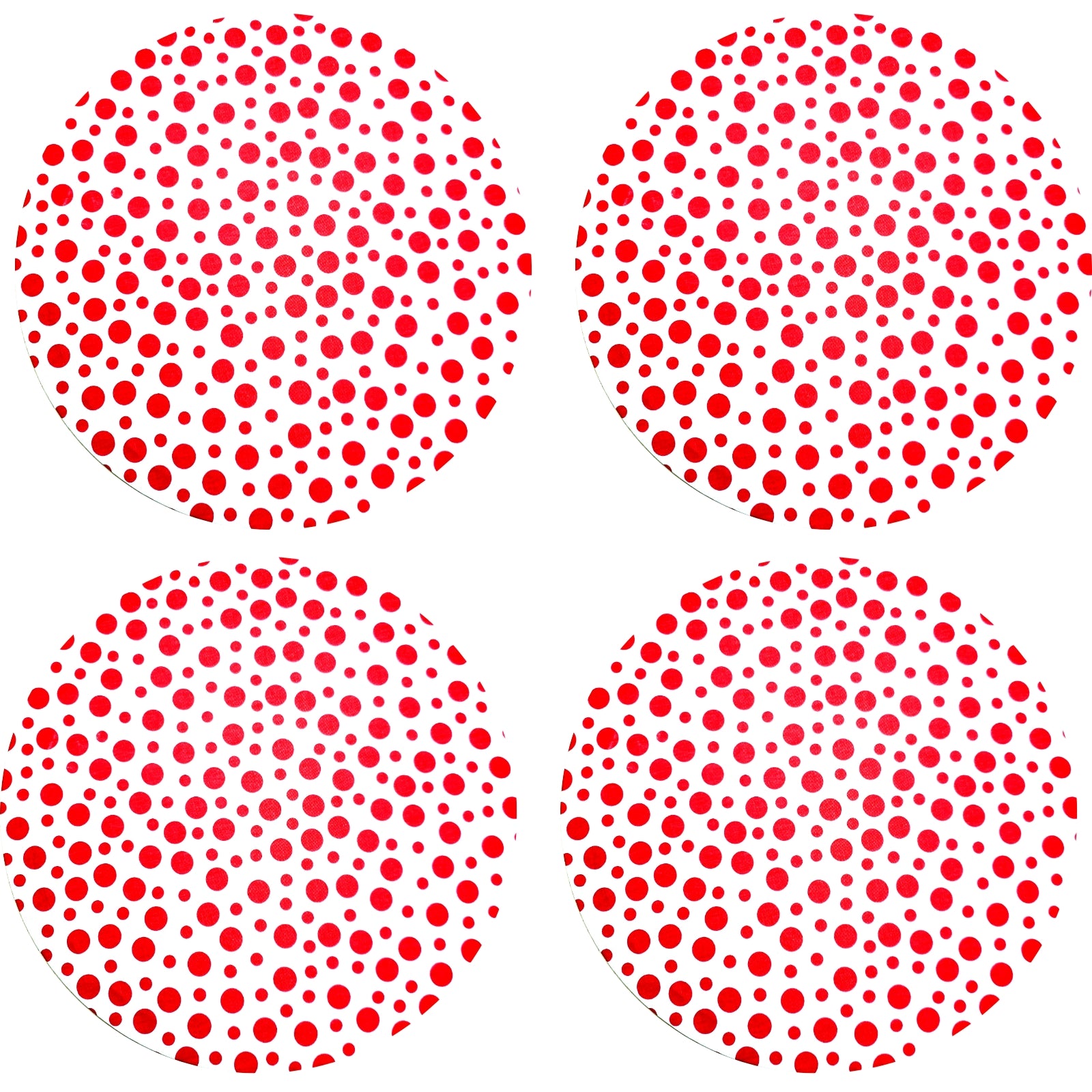 Charlo's Set of 4 Round Placemats Covers 14 Dia inch Fun Dot Polka