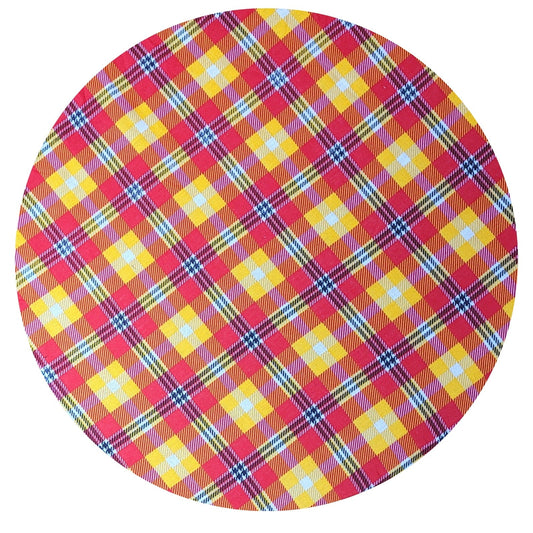 Charlo's Set of 4 Round Placemats Covers 14 Dia inch Xadrez Plaid Sun of Morning