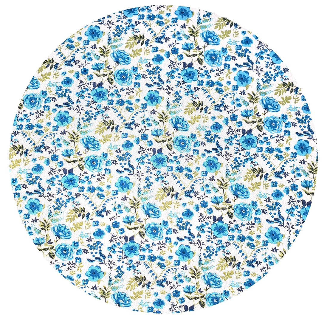 Conjunto de 4 capas de lugar americano redondas Charlo, 35,5 cm de diâmetro, azul floral celeste