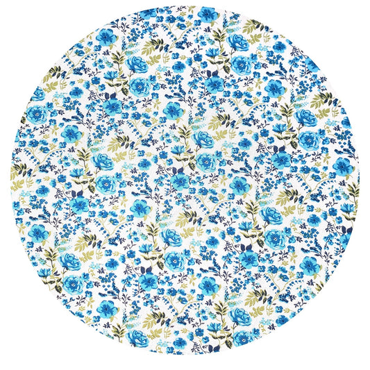 Charlo's Set of 4 Round Placemats Covers 14 Dia inch Sky Floral blue