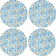 Conjunto de 4 capas de lugar americano redondas Charlo, 35,5 cm de diâmetro, azul floral celeste