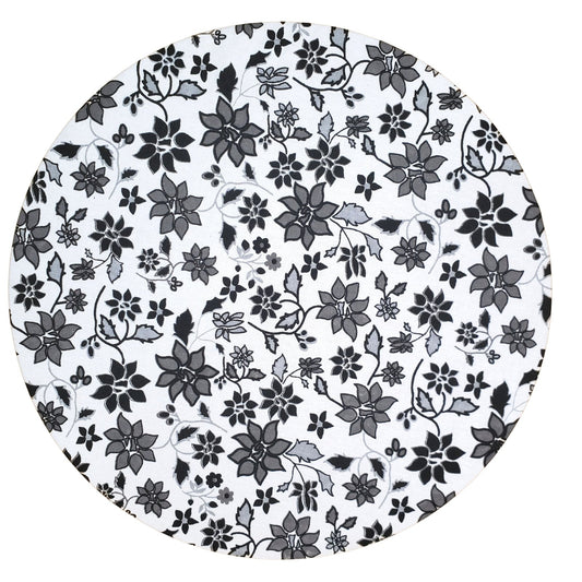 Charlo's Set of 4 Round Placemats Covers 14 Dia inch Floral Black