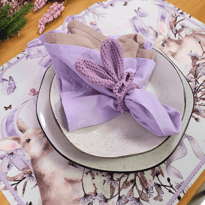Set 4 Placemats Waterproof Lace Lilac Easter Bunny Gardens Non Slip Easy to Clean placemat, Reusable Placemats, Dining Table, TableSetting