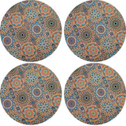 Charlo's Set of 4 Round Placemats Covers Mandala Psico 14 Dia inch