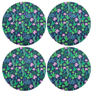 Charlo's Conjunto de 4 Capas de Sousplat Redondas Cacto Rosa Verde 14 pol. Diâmetro